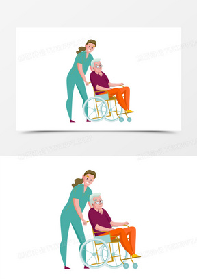手绘卡通矢量看护工素材