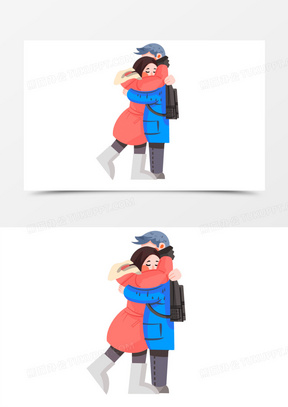 唯美冬季情侣拥抱温馨场景素材