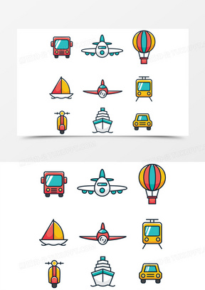 矢量手绘交通工具合集