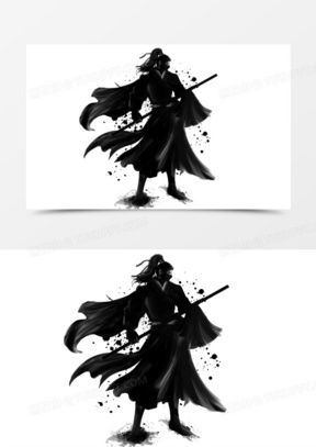 侠客素材82中国风英雄请留步招聘宣传展板模板23124比武1705水墨剑客