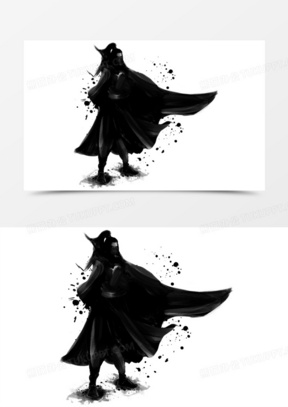 水墨风武侠刀客古风人物元素1504水墨风武侠剑客练武比试人物元素2596