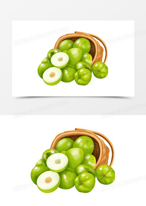 手绘插画风十一月代表水果青枣元素
