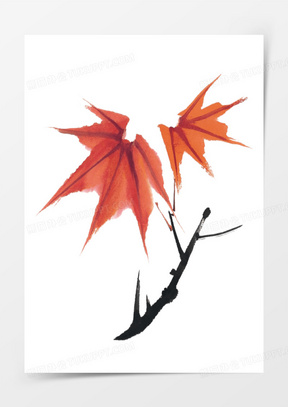 国画古韵水墨枫叶