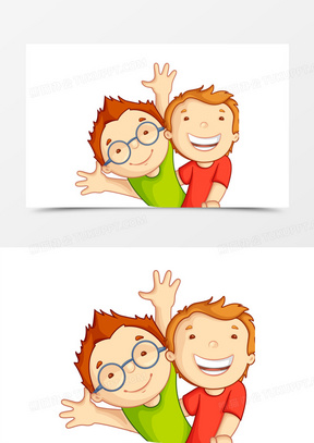 卡通两个小男孩