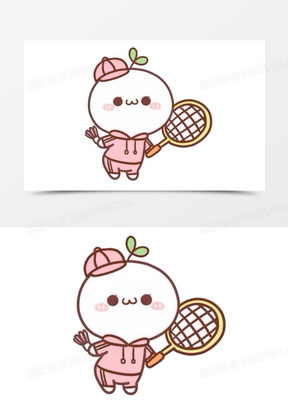 打羽毛球卡通图片素材