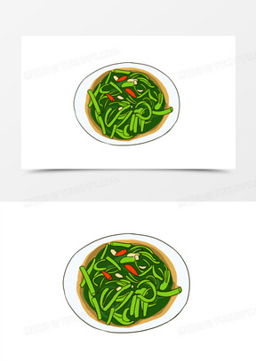 手绘卡通空心菜蔬菜元素