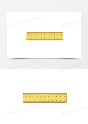 手绘卡通矢量黄色刻度尺素材