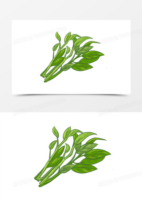 手绘卡通空心菜元素