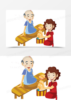 儿女孝顺父母的图片大全卡通