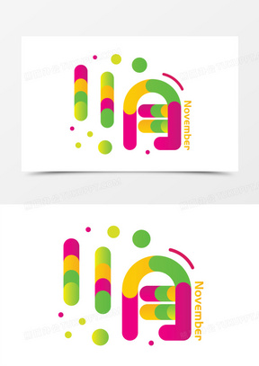 11月卡通矢量艺术字