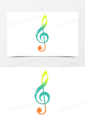 卡通彩色高音谱号音符装饰素材