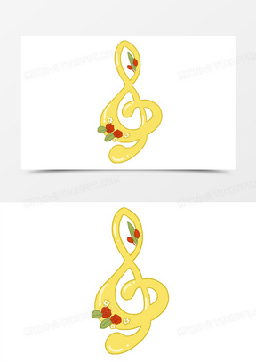 手绘卡通高音谱号装饰元素