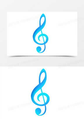蓝色音符高音谱装饰素材