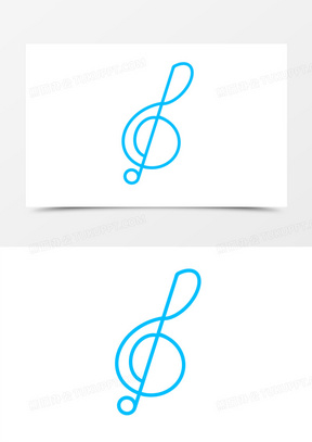 蓝色圆形高音音符免抠装饰元素