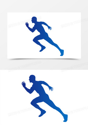 手绘奔跑人物剪影素材