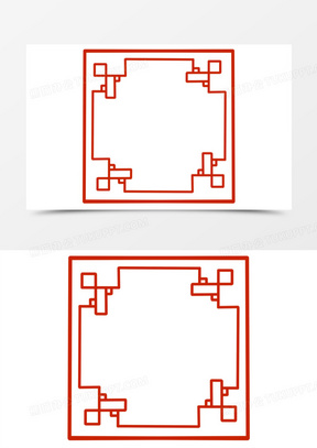 手绘中国红中式边框素材