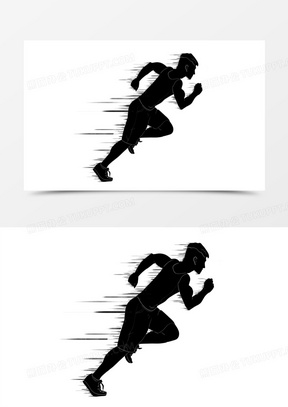 奔跑人物剪影元素