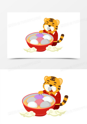 老虎抱着汤圆图片图片
