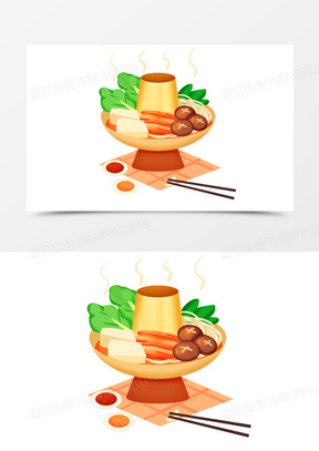 手绘卡通涮火锅免抠元素