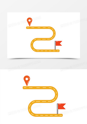 手绘卡通起点终点免抠素材