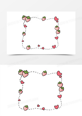 卡通草莓水果小报边框免抠素材