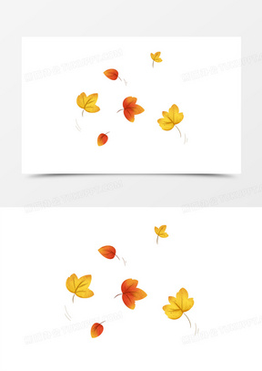 卡通秋天的梧桐漂浮树叶素材