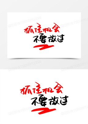 抓住机会不要放过手写艺术字