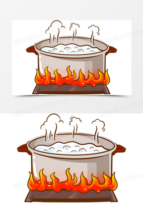 手绘卡通热气火焰沸水