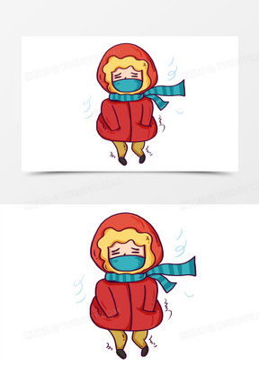 卡通手绘降温冷空气表情包元素