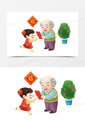 长辈给红包简笔画图片