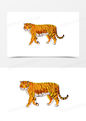 手绘卡通森林之王老虎素材