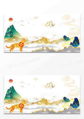 水墨鎏金图片素材