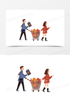 买年货图片卡通高清_买年货图片高清正版矢量图下载_熊猫办公