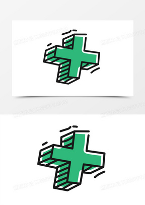 绿色线条加号素材