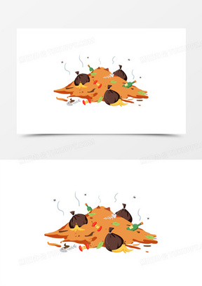 手绘卡通垃圾堆垃圾场免抠素材