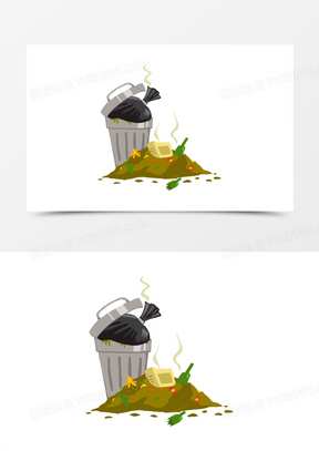 卡通手绘垃圾堆素材