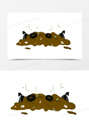 手绘保护卫生环境垃圾堆素材