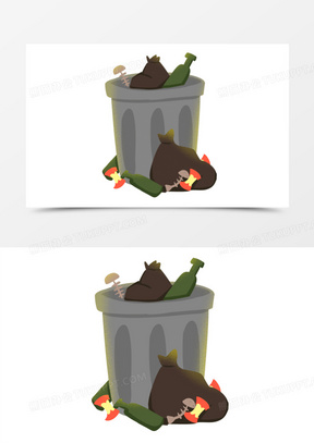 手绘插画风垃圾堆元素