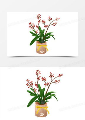 卡通手绘小清新君子兰素材