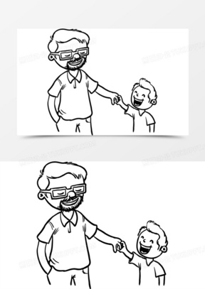父亲与孩子的简笔画图片