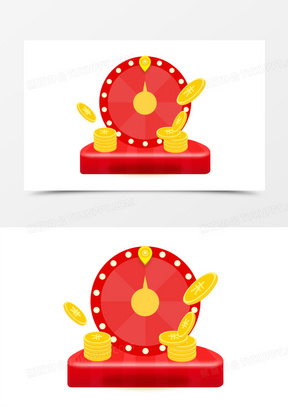 手绘卡通矢量抽奖大转盘素材