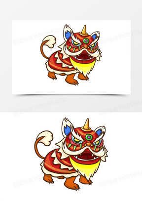 手绘卡通年兽元素