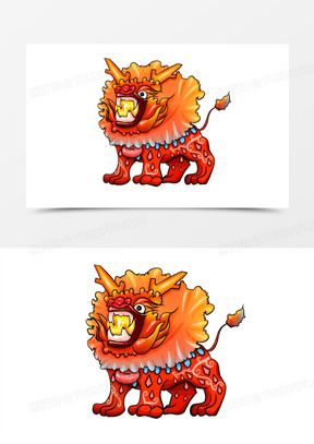 手绘卡通年兽插画免抠元素