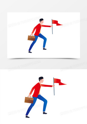 手绘卡通努力攀登有目标的青年素材