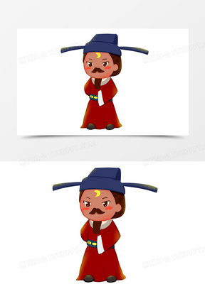 包青天元素80卡通手绘可爱q版包青天元素90手绘卡通黑脸包青天元素