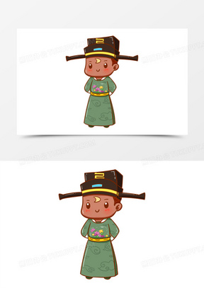 卡通手绘q版年轻包青天元素