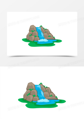 卡通水流小溪元素1340手绘流水免抠元素582灰绿色梦幻草坪流水背景图