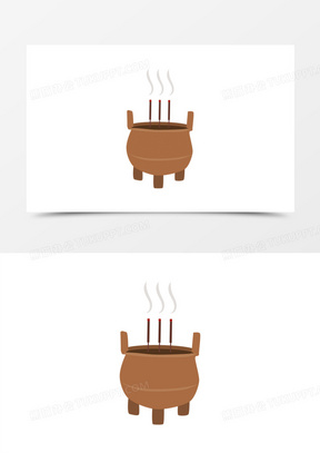 卡通手绘矢量免抠香炉素材