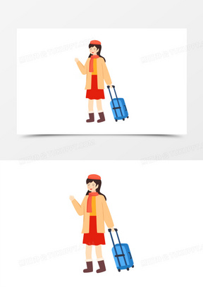 拖行李箱图片卡通人物图片