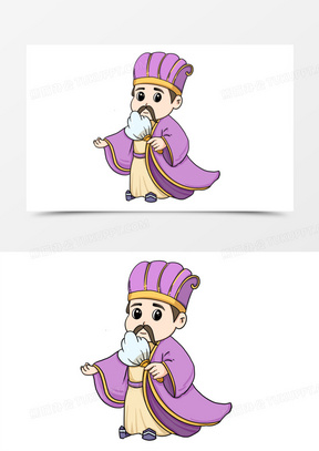 手绘卡通q版诸葛亮素材